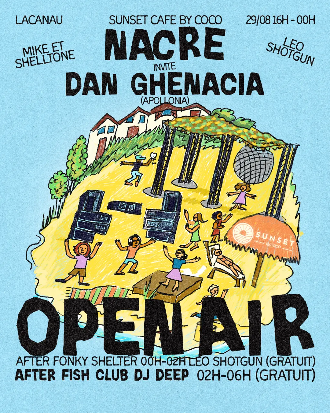 Affiche de l'open air NACRE à Lacanau le 29/08